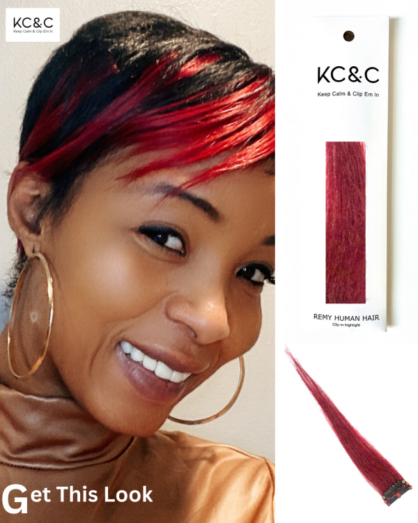 Cherry Red Highlights on Black Hair