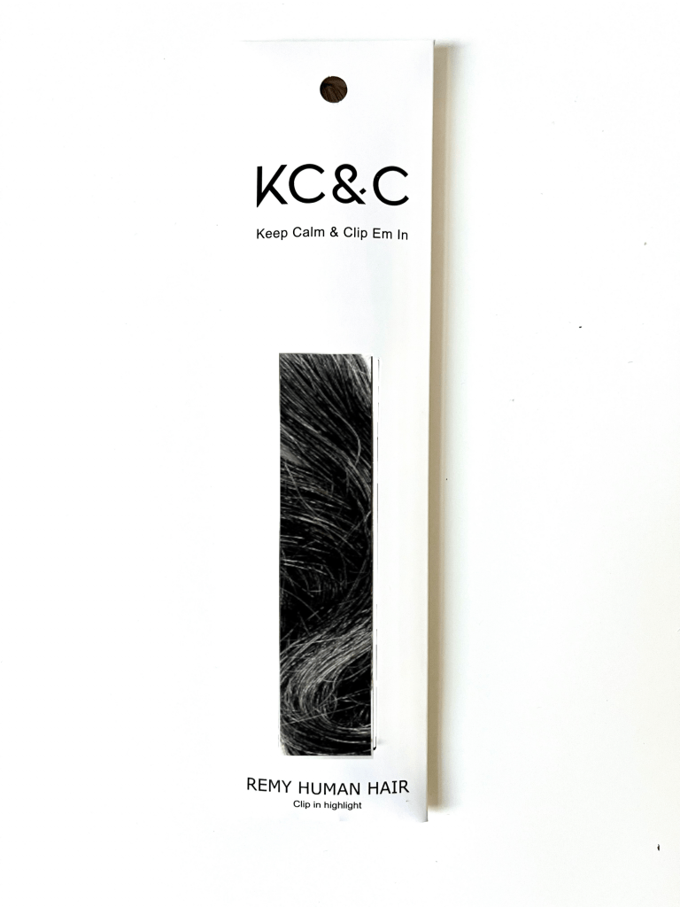 Salt & Pepper Black Dark Clip in hair extension highlights