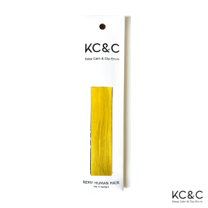 Yellow Highlight Single Clip-in Non-Remy Hair Extension Real Human Hair