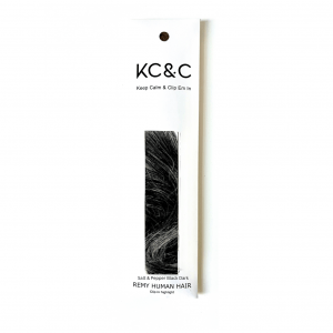 Salt & Pepper Black Dark Clip in hair extension highlights