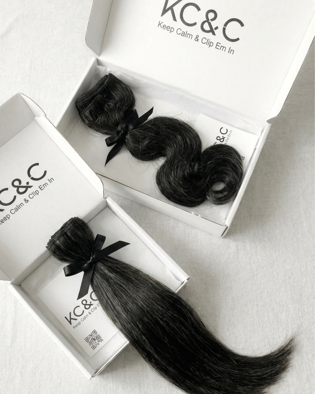 SALT & PEPPER GREY CLIP-IN HAIR EXTENSIONS DARK - Image 2