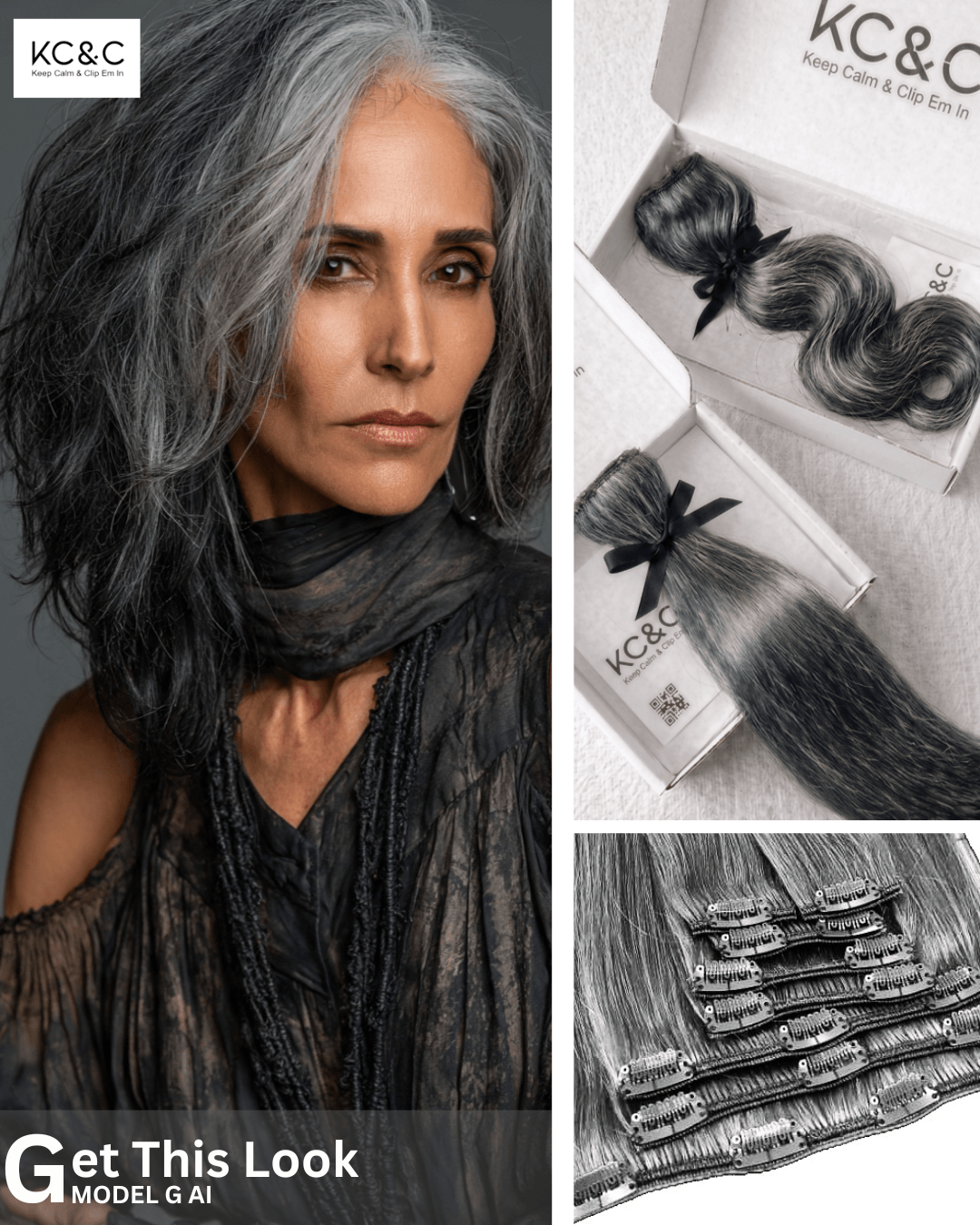 Salt & Pepper Hair - Regular Black Straight