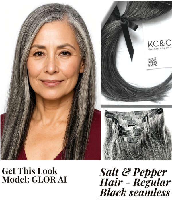 Salt & Pepper Hair - Regular Black seamless Slavic Remy hair