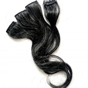 alt and Pepper Hair Dark Set of 4 Clip-in Highlights for greying black hair.
