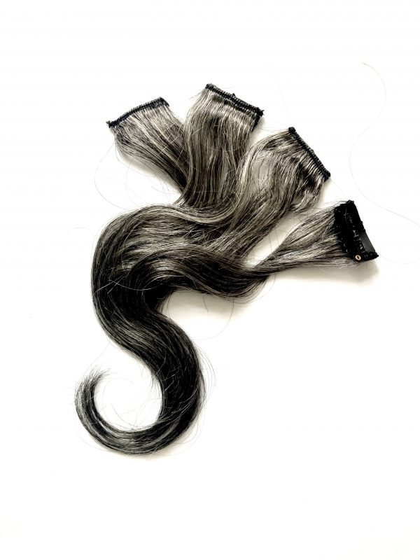 Salt and Pepper Off Black Clip-in Hair Extension Highlights - Image 2