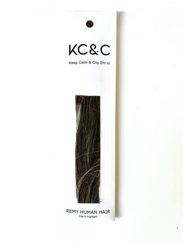 Salt and Pepper Off Black Clip-in Hair Extension Highlights