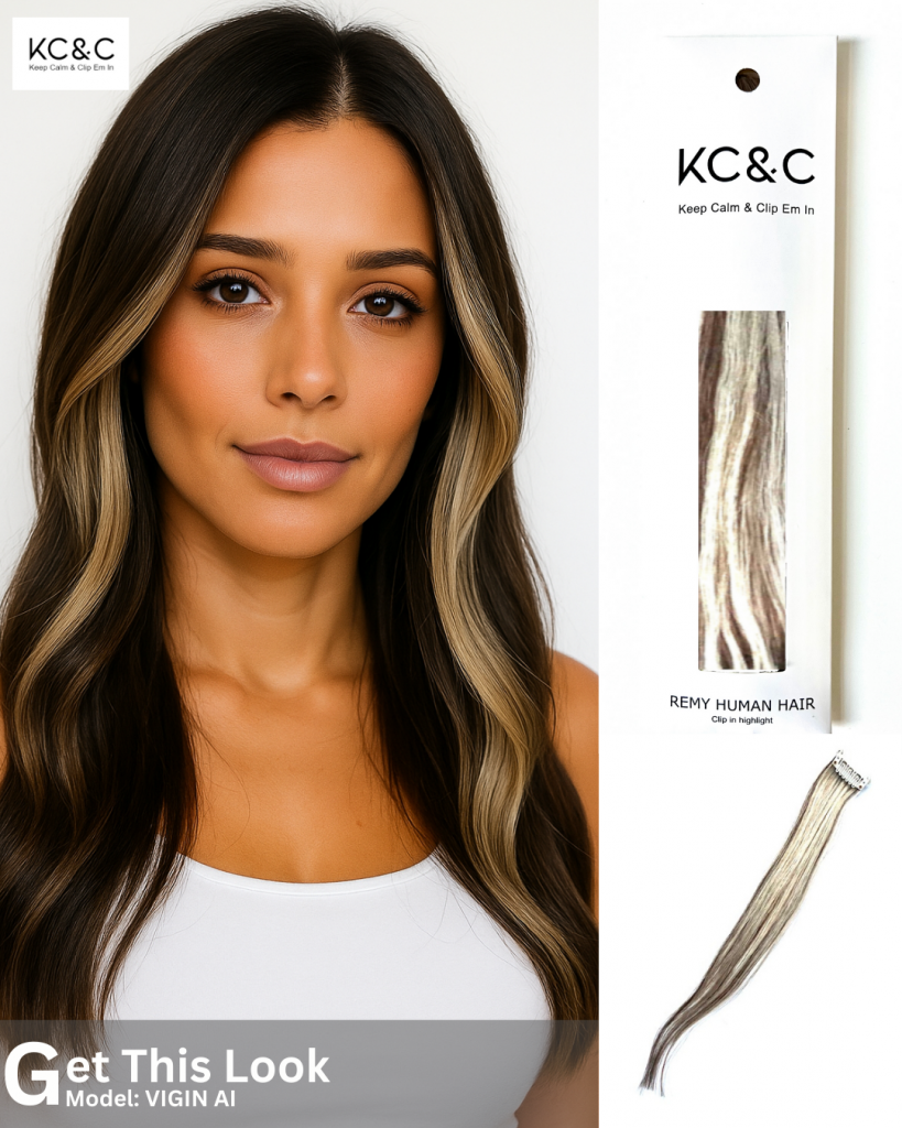 Balayage Blonde Ash Highlight. Remy human hair clip-in extensions