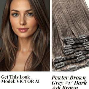Pewter Grey Brown #1 _ Dark Ash Brown Slavic Remy Hair