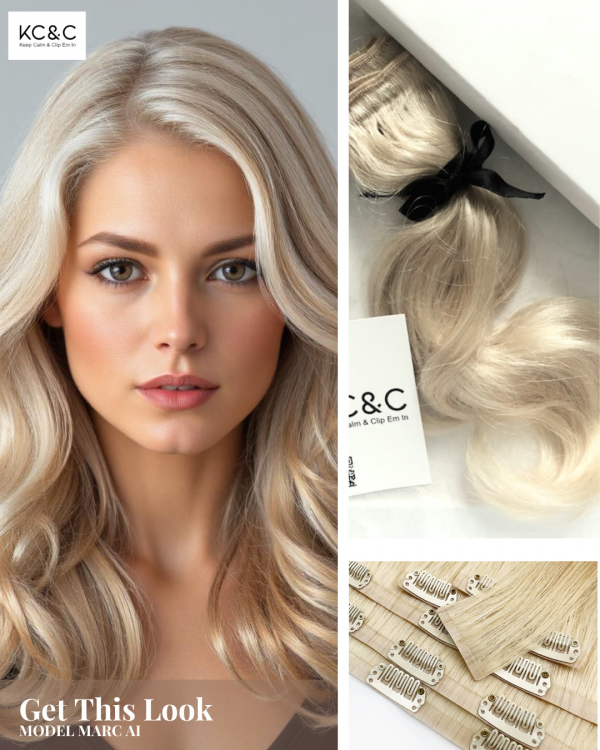 Add volume to your hair with our Platinum Blonde Remy Clip-In Hair. Premium Slavic Remy human hair provides seamless integration and style without damage.