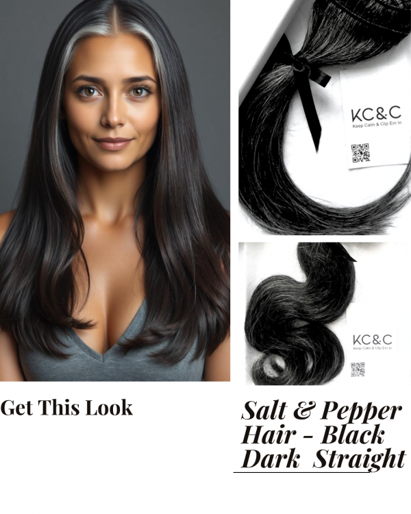 Salt & Pepper Grey Clip-in Hair Extensions - Image 3