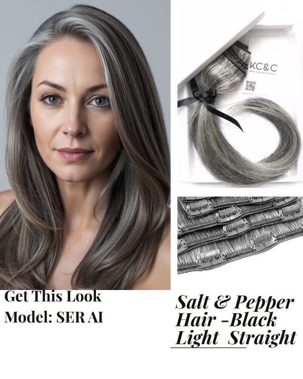 Salt & Pepper Hair - Light Straight Slavic Remy hair for mostly grey hair.
