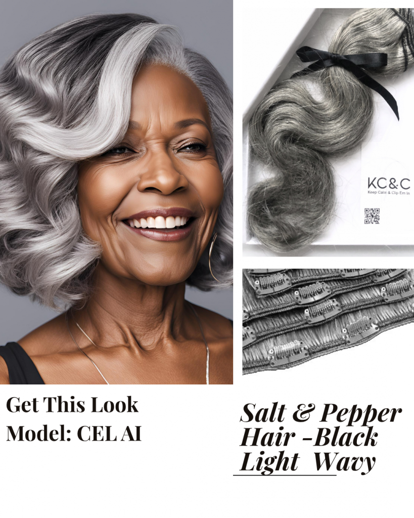 Salt & Pepper Hair - Regular Wavy seamless Slavic Remy hair for mostly grey hair.