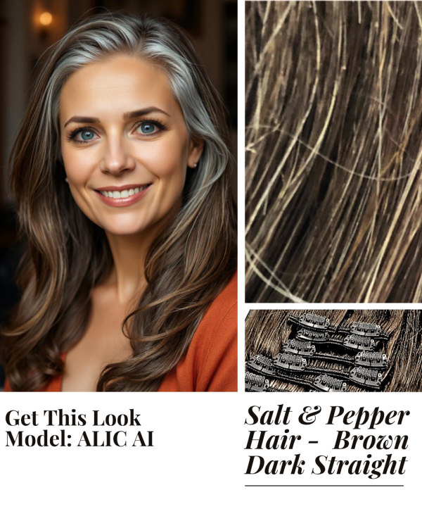 Salt & Pepper Hair - Dark Brown Wavy Slavic Remy Hair