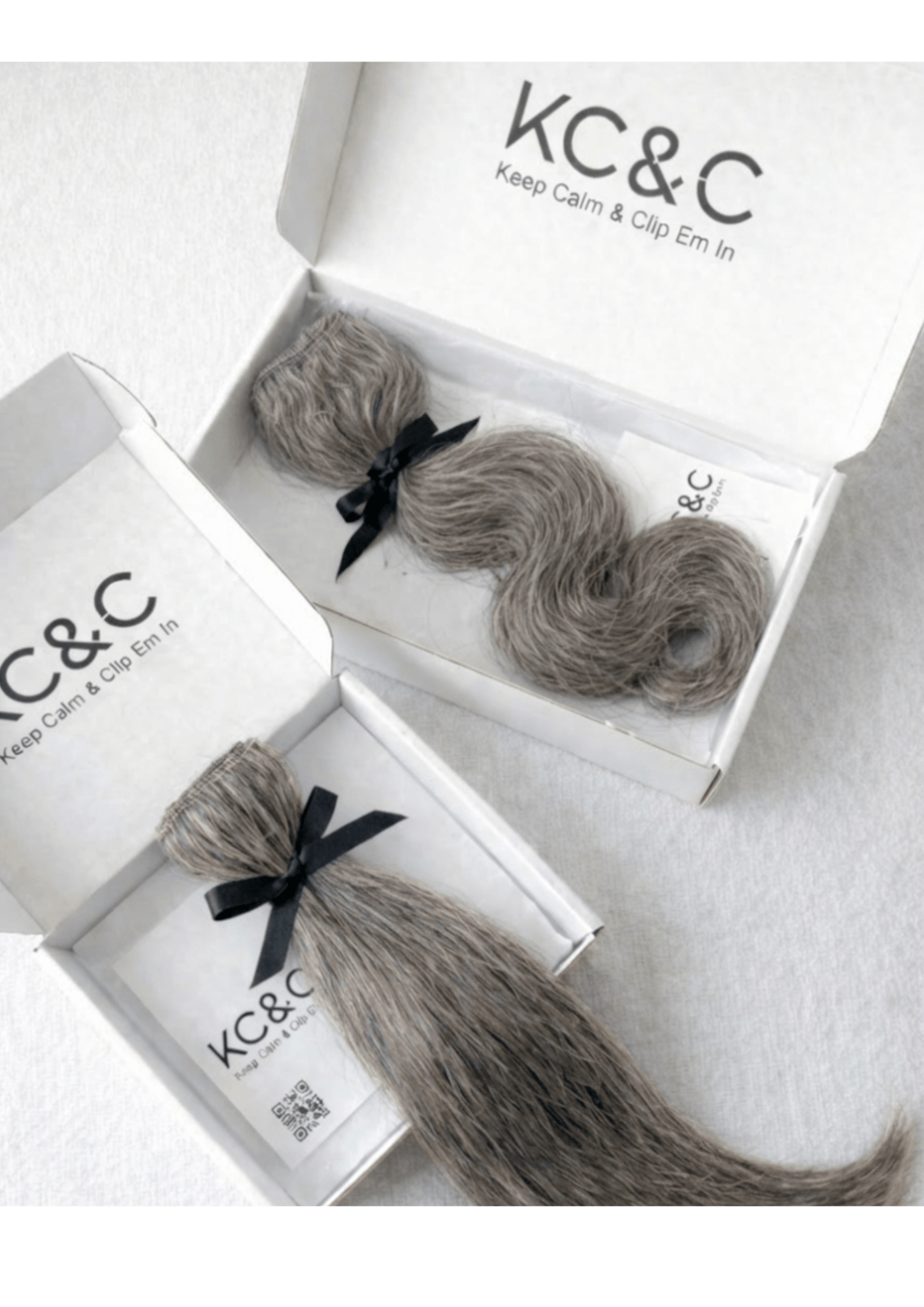 SALT & PEPPER GREY CLIP-IN HAIR EXTENSIONS LIGHT - Image 2