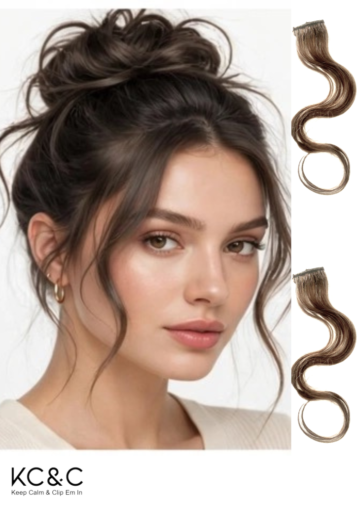 DARK ASH BROWN TENDRILS HAIR REMY CLIP-IN EXTENSIONS