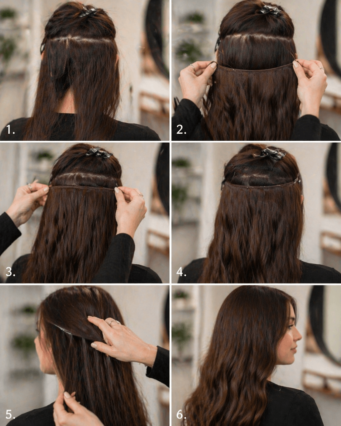 How to install 100% Remy Human hair halo extensions hidden wire volumising extensions dark brown