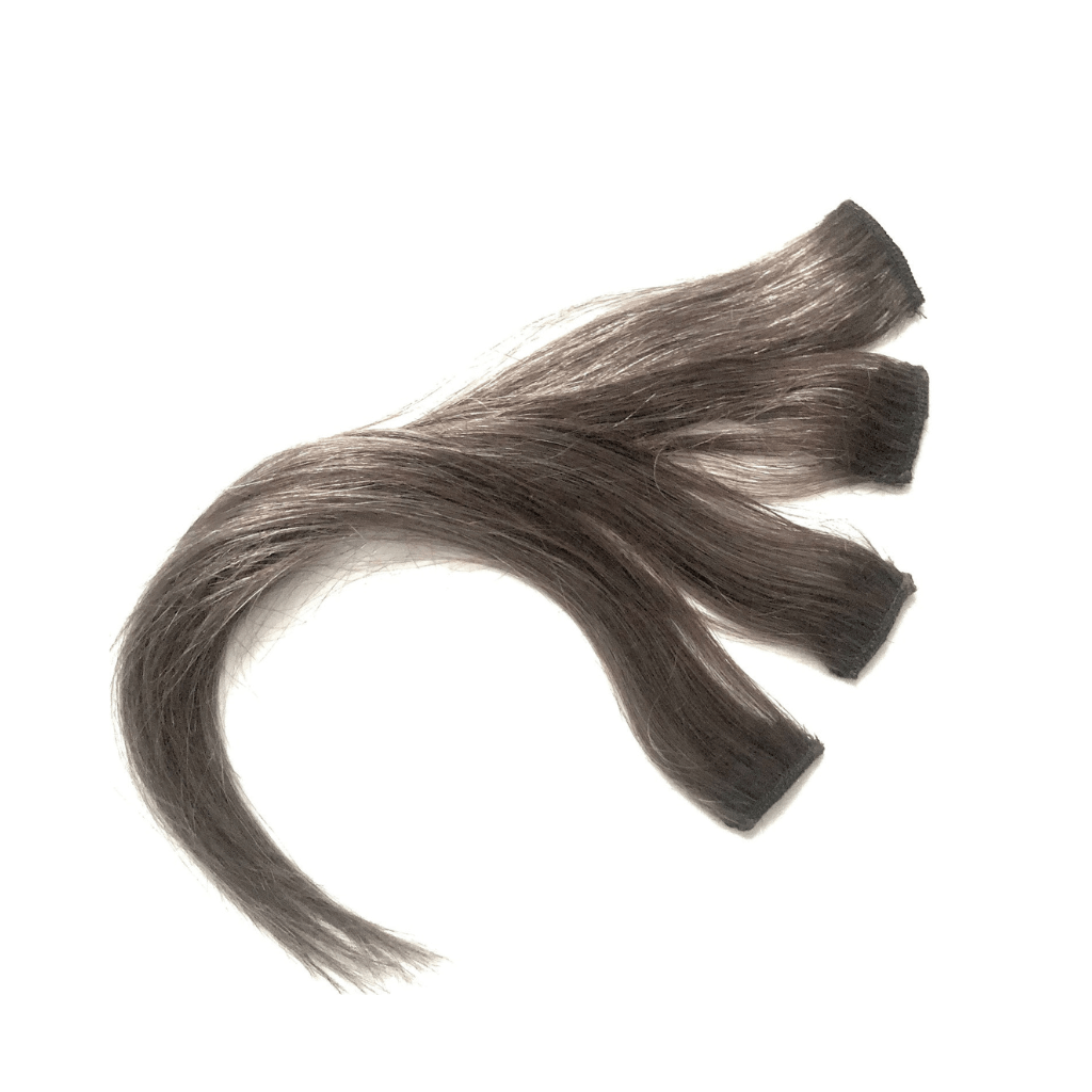 PEWTER GREY BROWN HIGHLIGHTS CLIP-IN EXTENSIONS STRAIGHT