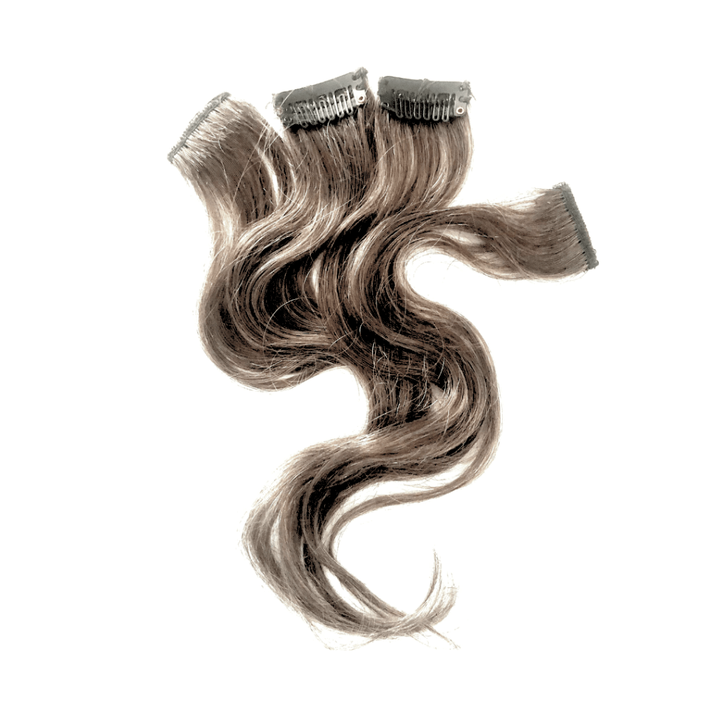 PEWTER GREY BROWN HIGHLIGHTS CLIP-IN EXTENSIONS - Image 3