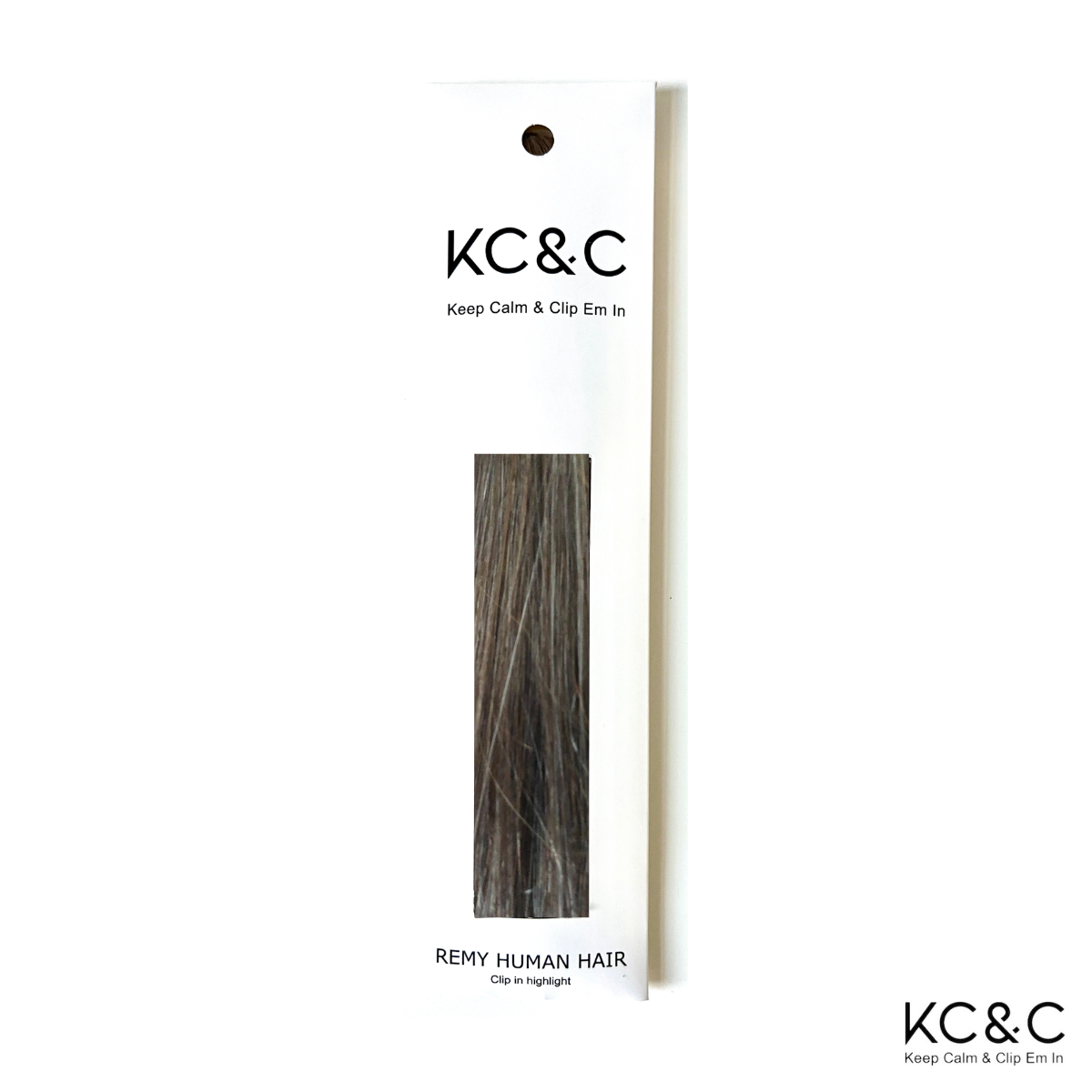 PEWTER GREY BROWN HIGHLIGHTS CLIP-IN EXTENSIONS Remy Human Hair Straight