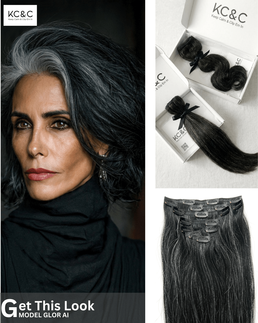 Salt & Pepper Hair - Dark Black Seamless