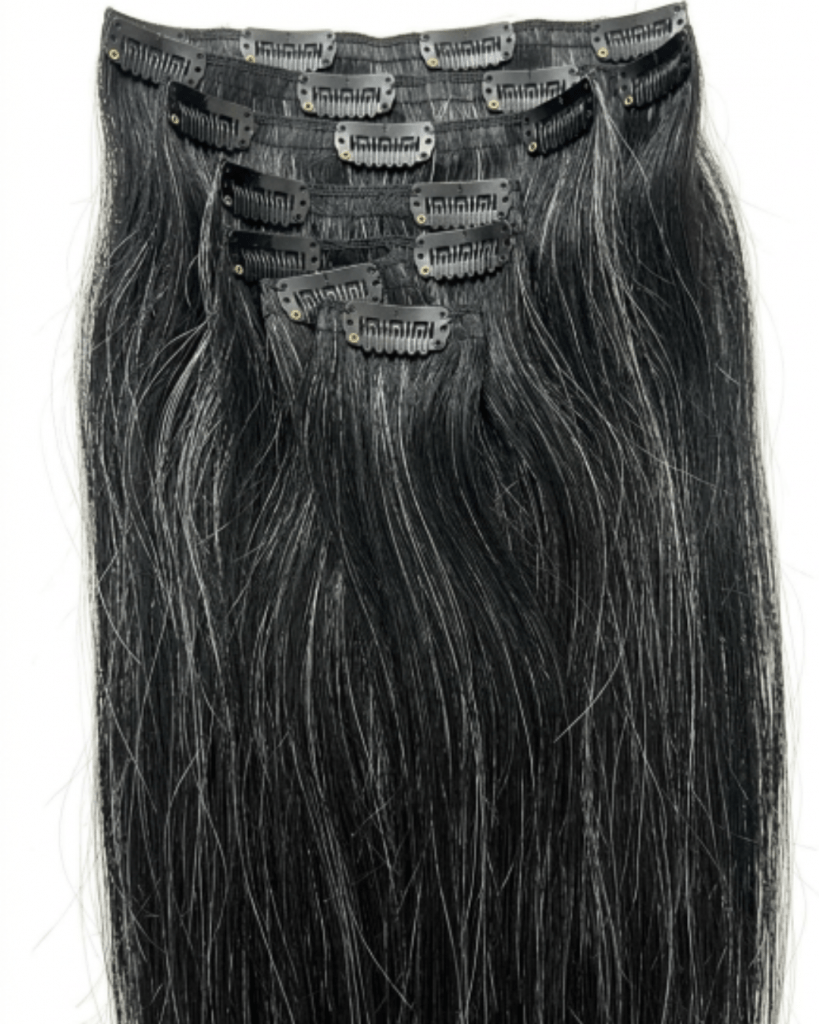 Salt & Pepper Hair Dark For greying black hair Seamless Clip-in Remy hair extensions