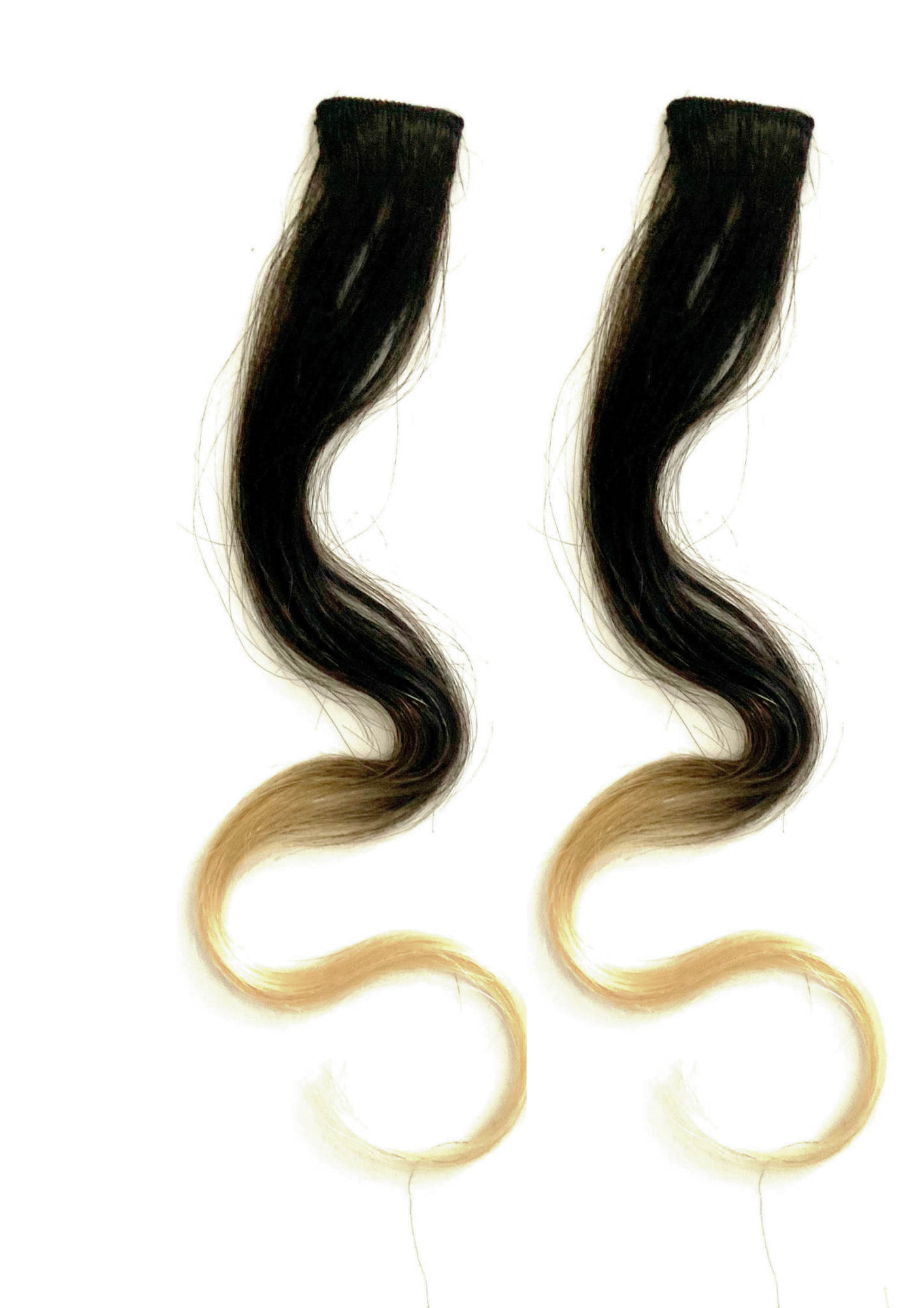 Brunette to Blonde Ombre Highlights set of 2 Remy hair wavy extensions