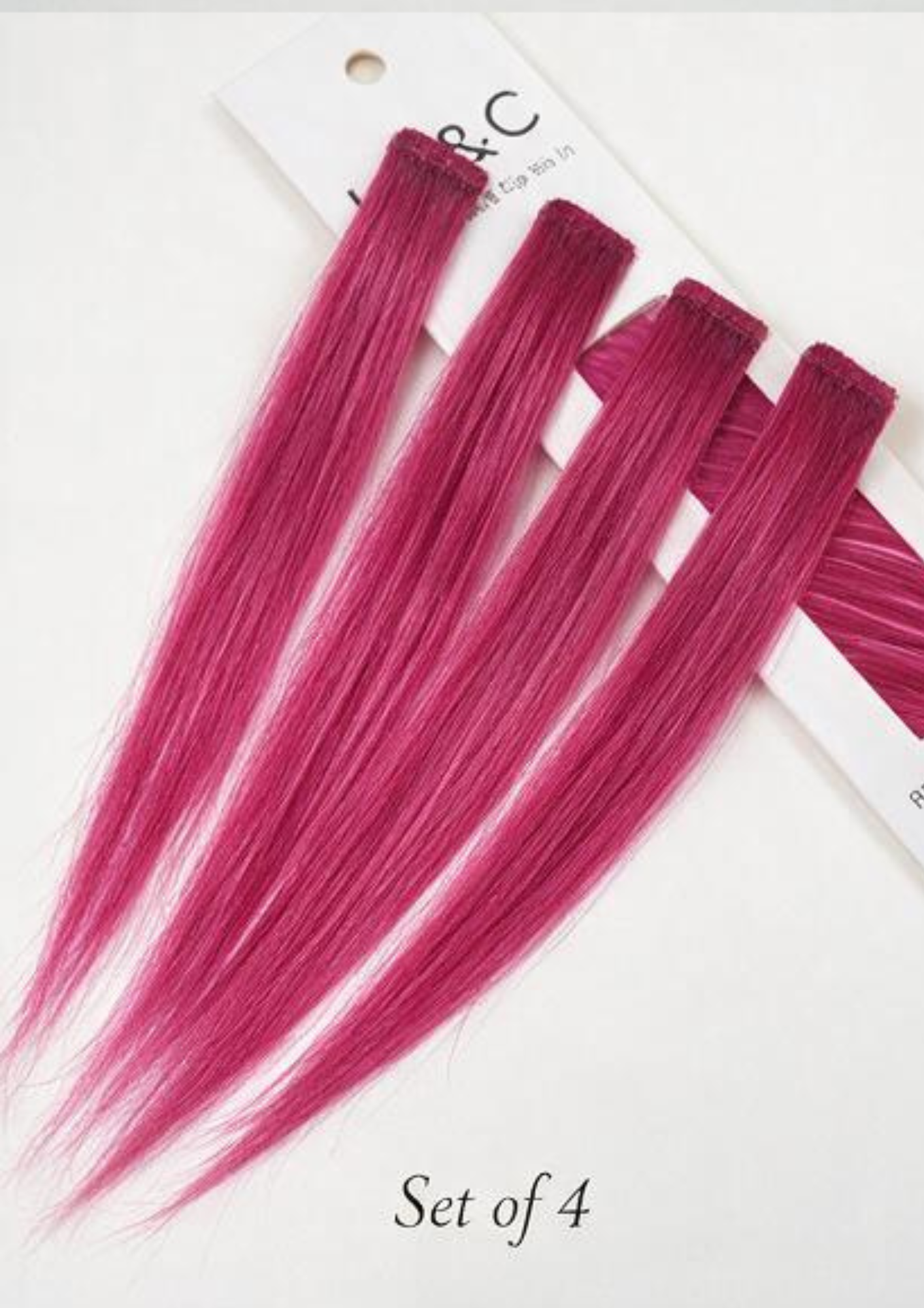 Cerise Pink Highlights Human Hair Set of 4