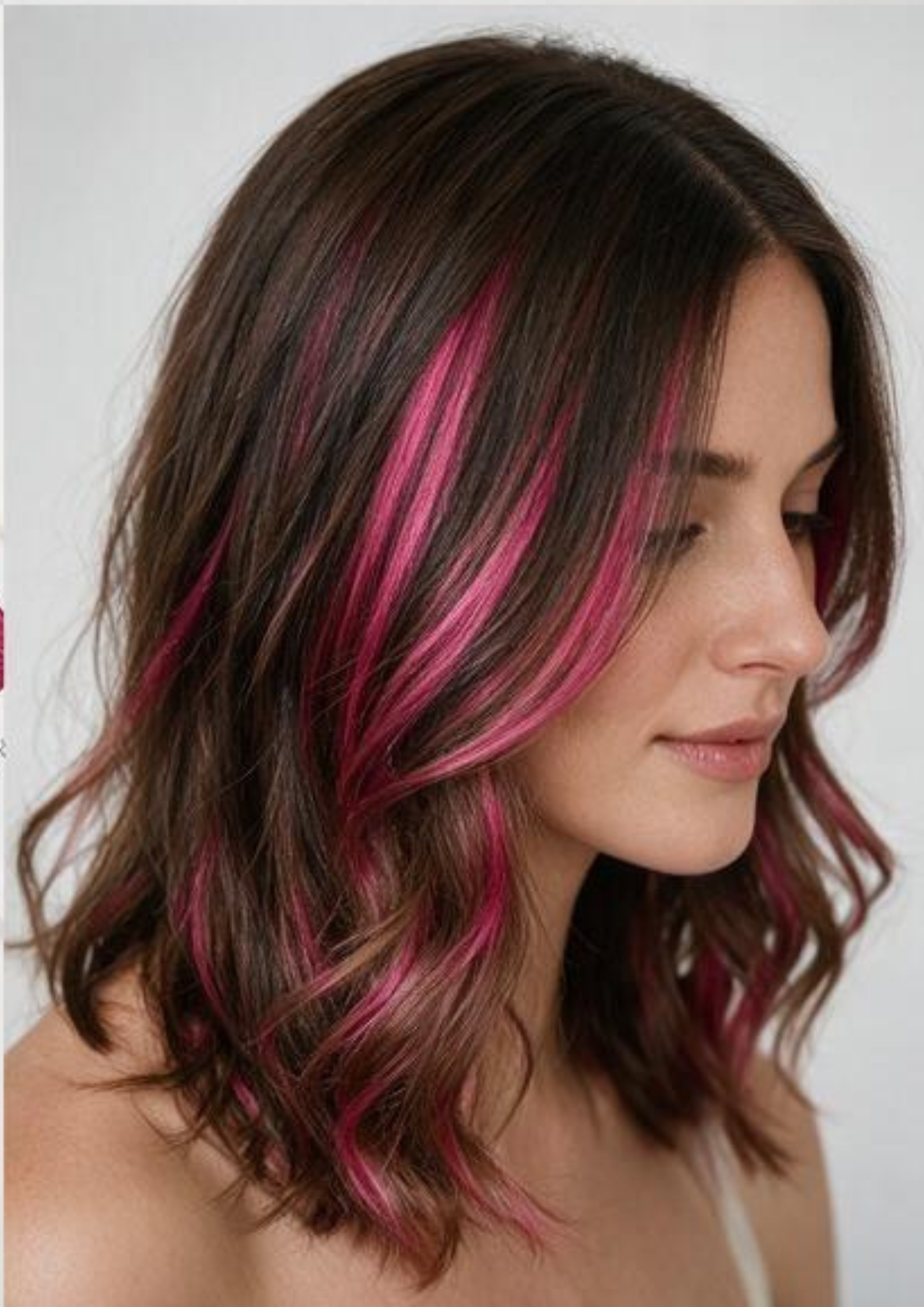 CERISE PINK HIGHLIGHTS HUMAN HAIR EXTENSION CLIP-INS - Image 6
