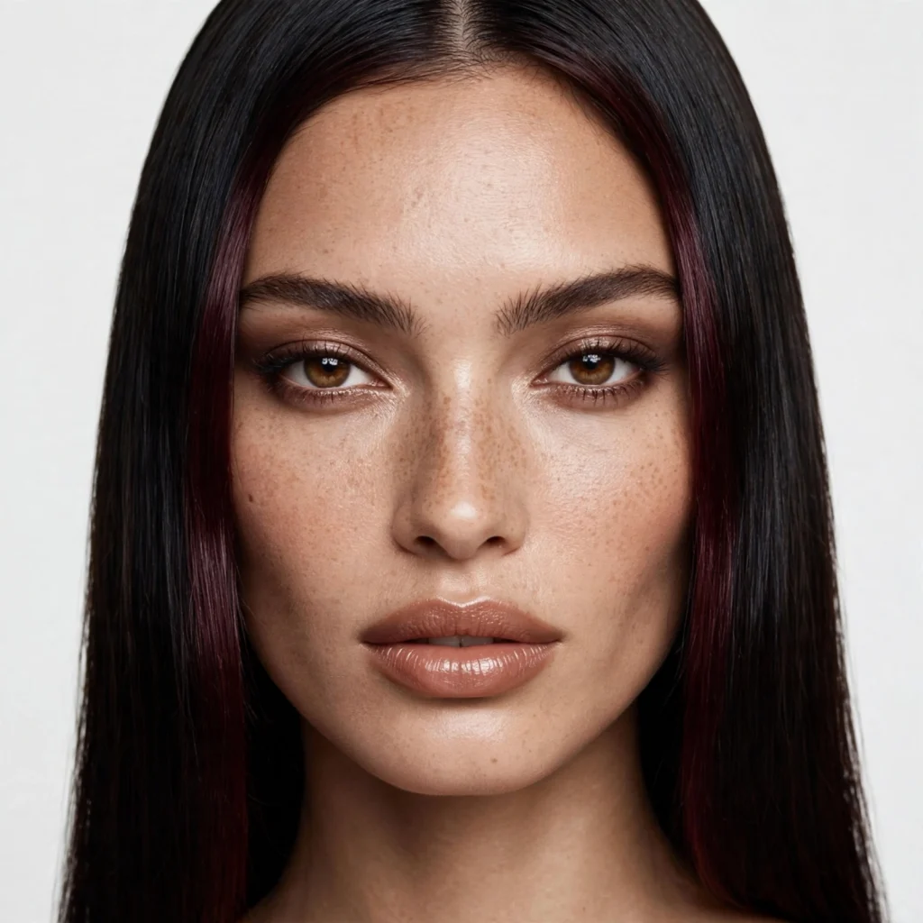 Dark Cherry Cola Remy human hair highlights on dark brown hair