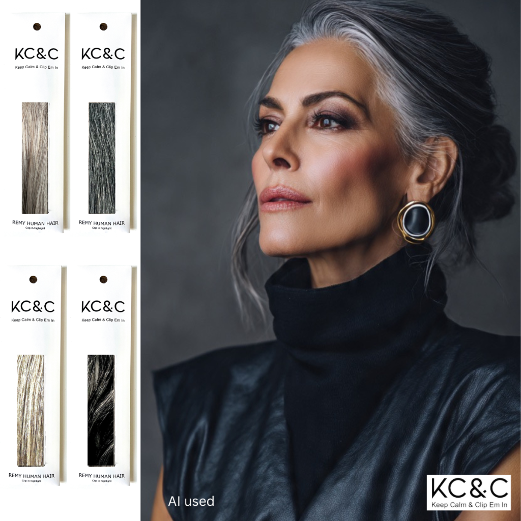 Grey blending Remy human hair highlights