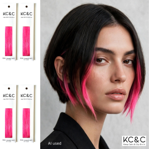 Bright Pink & Unicorn Clip-In Hair Highlights – Set of 4, 8"